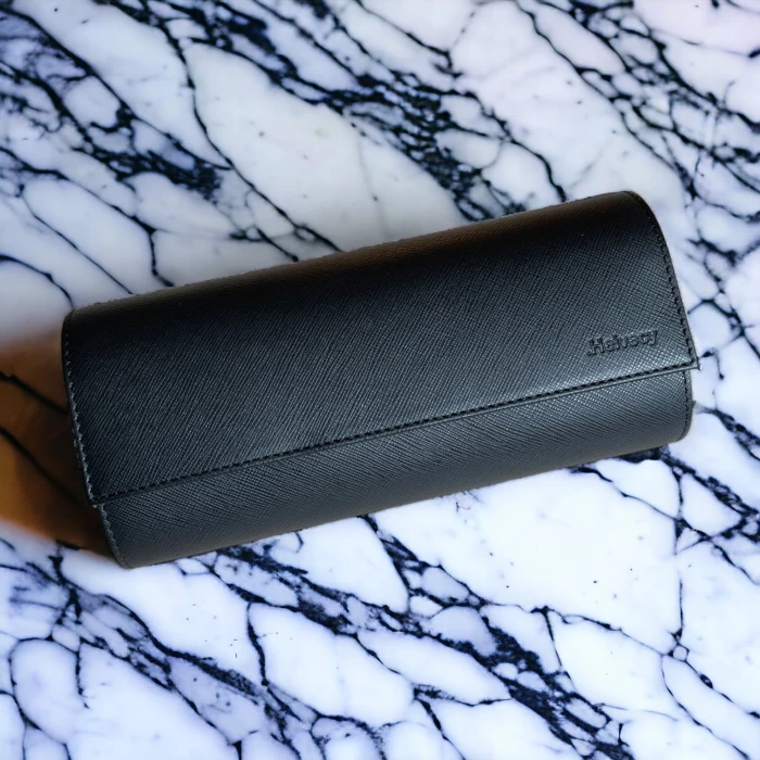 Helvecy Etui en cuir noir - 3 montres