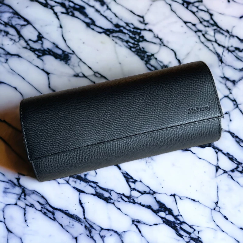 Helvecy Etui en cuir noir - 3 montres
